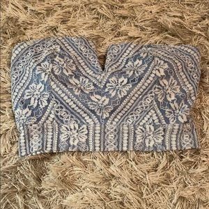 Tropical strapless crop top for women